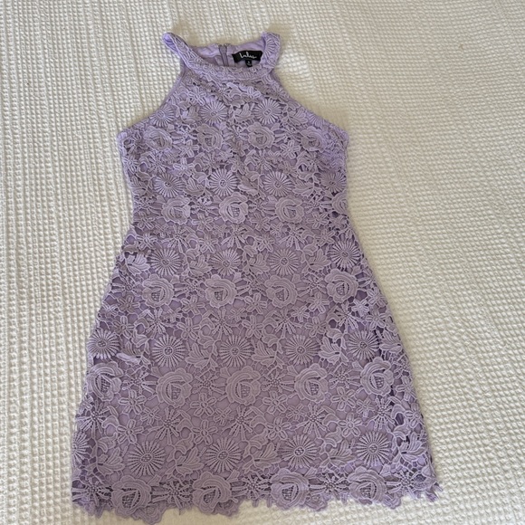 Lulus Dresses & Skirts - Lulus Lavender Floral Lace Halter Mini Dress